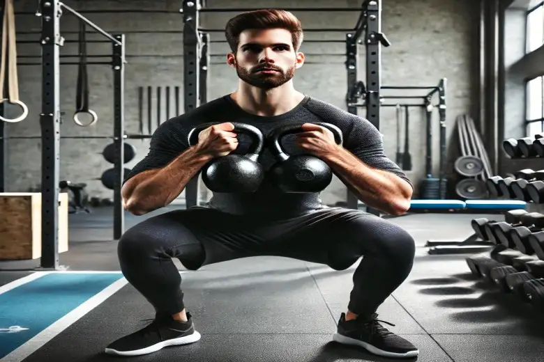 Double Front Rack Kettlebell Squat