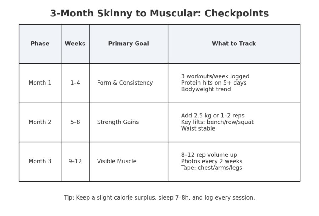 3 month skinny to muscular transformation table