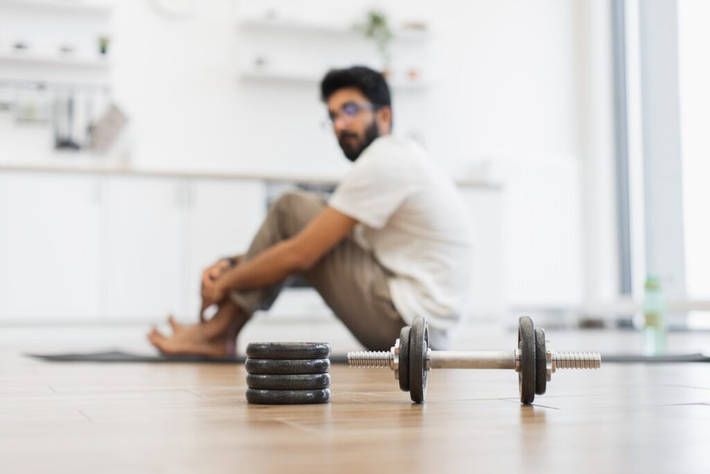 home workout man minimal equipment