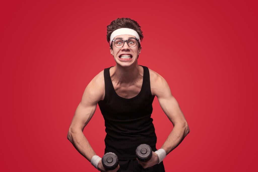 skinny man gym struggle